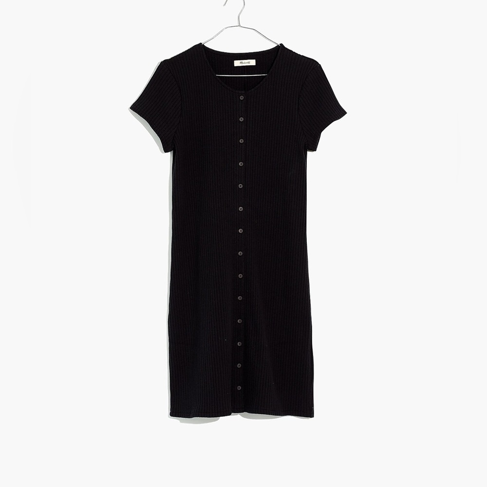 Madewell Button-Front Ribbed Mini Dress